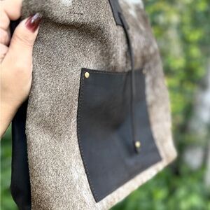 Brown Cowhide Leather Tote Bag